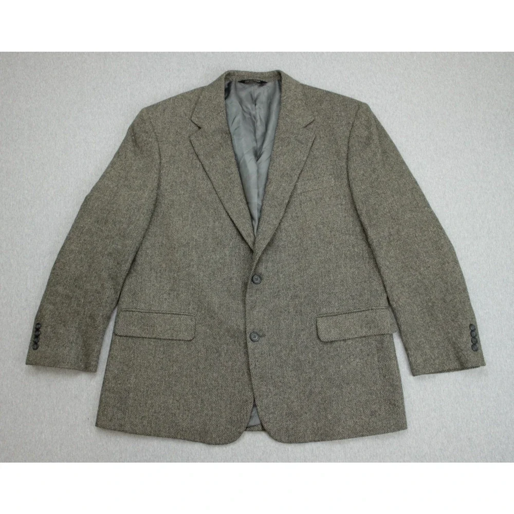Jos A Bank Blazer Mens 46R Herringbone 100% Camel Hair 2 Buttons Single Breasted